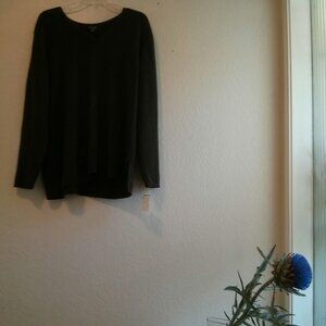 NWT 100% Merino Wool Brown V Neck Sweater - Size 1X Minimalist Capsule Essential